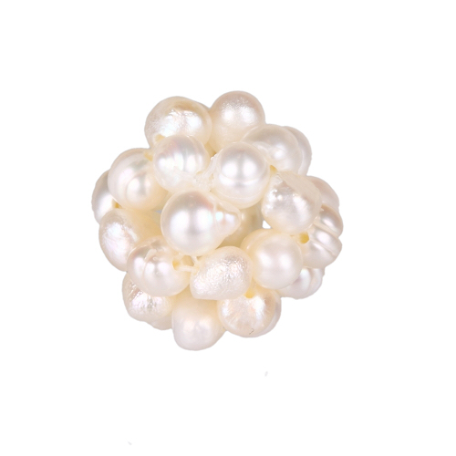 Perlenball, Perlenkugel, Ã˜14-15mm, Süßwasserperlen, weiss,7174 - zum Schließen ins Bild klicken